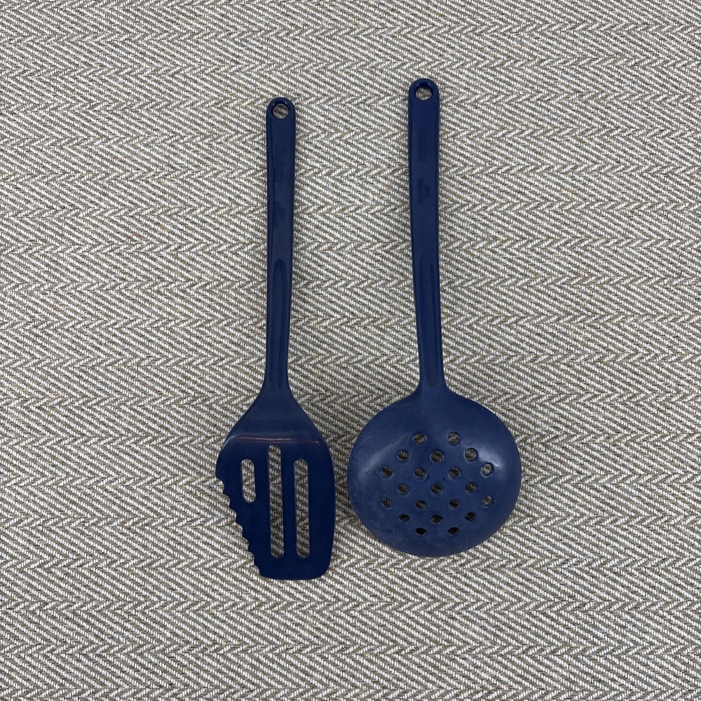 Trudeau Blue Melamine Plastic Spoon Spatula‎ Kitchen Tool Set Of 2